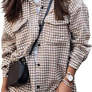Insulated Houndstooth Patterned Coat XL